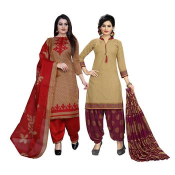 Brown Printed Blended Cotton Salwar 1