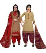 Brown Printed Blended Cotton Salwar