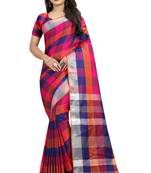 multicolor woven linen saree with blouse