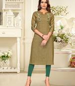 Multicolor embroidered cotton party-wear-kurtis