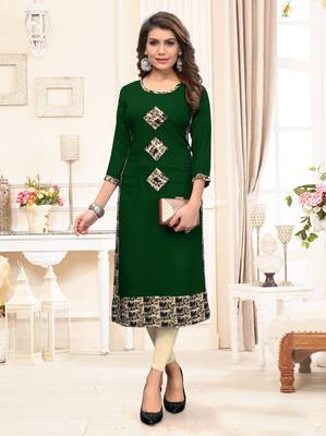 Green printed rayon party-wear-kurtis 1