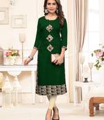 Green printed rayon party-wear-kurtis