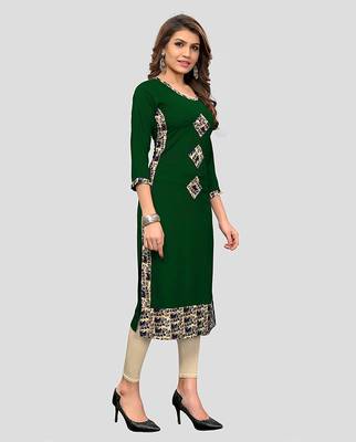 Green printed rayon party-wear-kurtis 3