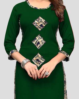 Green printed rayon party-wear-kurtis 4