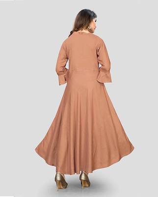 Beige embroidered rayon party-wear-kurtis 2