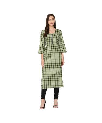 Green Rayon Straight Kurti 1