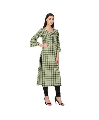 Green Rayon Straight Kurti 4