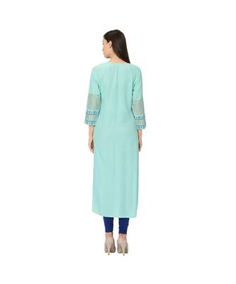 Turquoise Rayon Straight Kurti 2