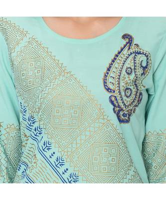 Turquoise Rayon Straight Kurti 5