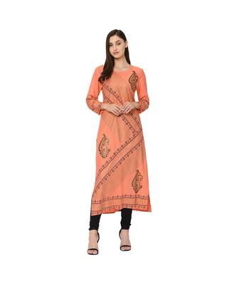 Orange Rayon Straight Kurti 1