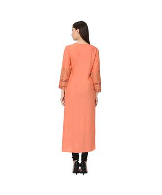 Orange Rayon Straight Kurti 2