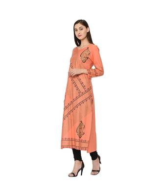 Orange Rayon Straight Kurti 3