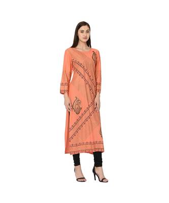 Orange Rayon Straight Kurti 4
