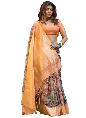 Multicolor Embroidered Banarasi Silk Saree With Blouse 1