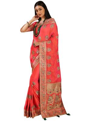 Pink Embroidered Silk Saree With Blouse 2
