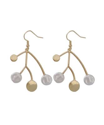 Thyra Golden White Branch Drop Earrings 1