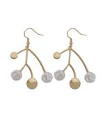 Thyra Golden White Branch Drop Earrings