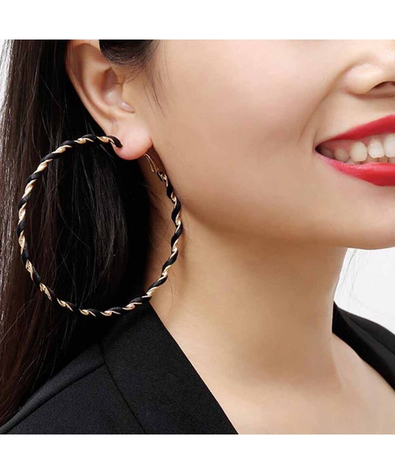 Alexina Golden Black Hoop Earrings