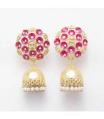 Kanishka Golden-Pink Jhumki Earrings