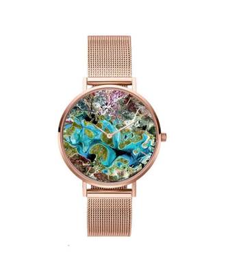 Earth Graffiti Rose Gold Strappy Watch 1