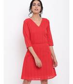 Red Elastic Waist Dress