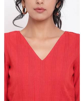 Red Elastic Waist Dress 5