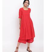 Red Side Gathers Kurta-Pant