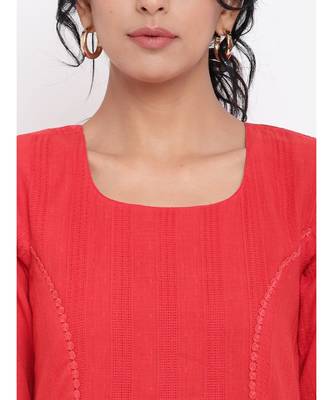 Red Side Gathers Kurta-Pant 4