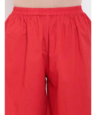Red Side Gathers Kurta-Pant 5