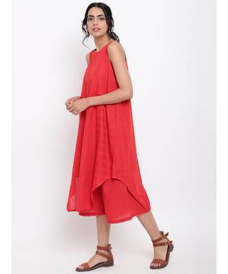 Red Panelled Kurta-Pant 2