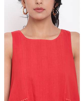 Red Panelled Kurta-Pant 4
