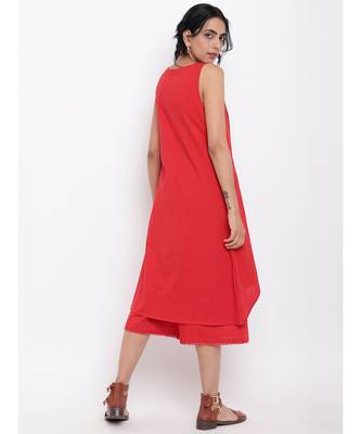 Red Center Lace Kurta-Pant 3