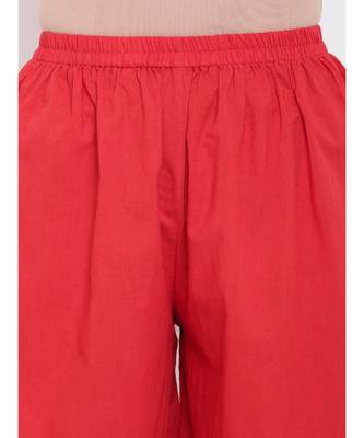 Red Center Lace Kurta-Pant 5