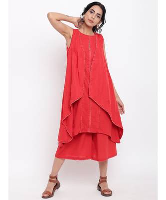 Red Lace Kurta-Jacket-Pant 1