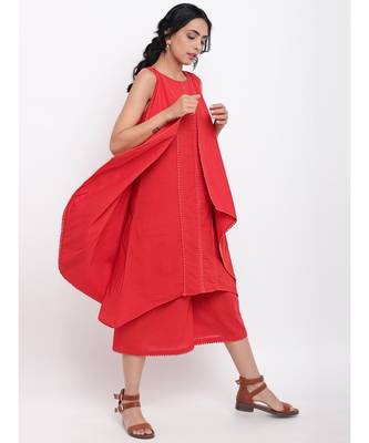 Red Lace Kurta-Jacket-Pant 2