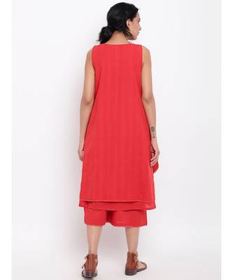 Red Lace Kurta-Jacket-Pant 3