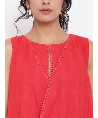 Red Lace Kurta-Jacket-Pant 4