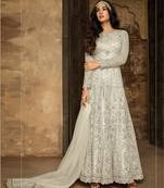 Off White Heavy Net Designer Anarkali Suit