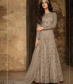 Light Silver Heavy Net Designer Anarkali Suit