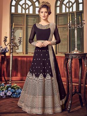Purple embroidered georgette salwar 1