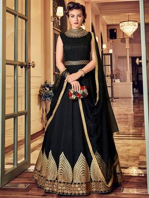 Black embroidered silk salwar 1