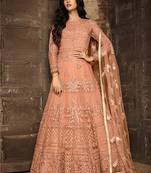 Peach Heavy Net Designer Anarkali Suit