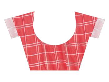 red woven linen saree with blouse 5