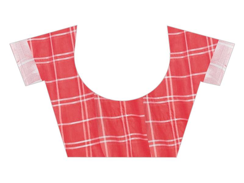 red woven linen saree with blouse