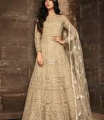 Light Golden Heavy Net Designer Anarkali Suit