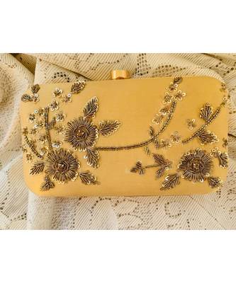 Gold Zardosi Handwork Box Clutch 1