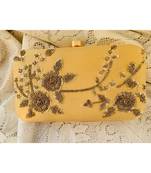 Gold Zardosi Handwork Box Clutch