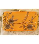 yellow Zardosi Handwork Box Clutch