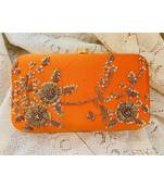 Orange Zardosi Handwork Box Clutch