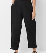 Women's Solid Black Casual Pants